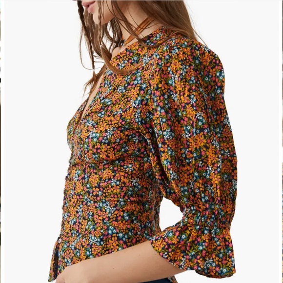 NWT Free People I Found You Womens Floral Button Front Blouse - Picture 4 of 11